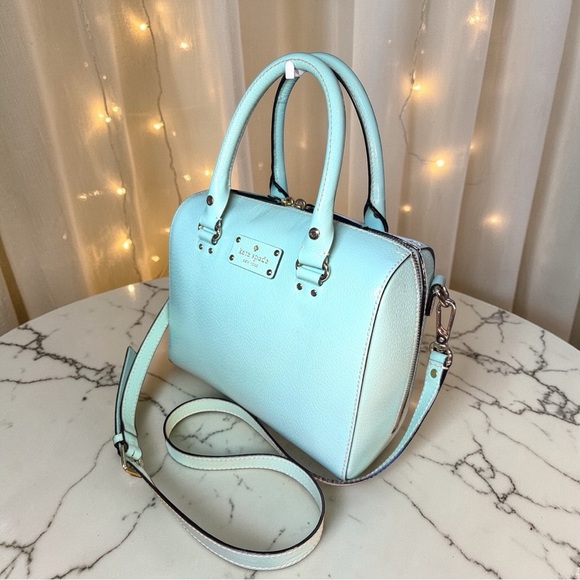 Kate Spade Alessa Wellesley Robin’s Egg Blue Leather Satchel Crossbody 🩵 EUC - Picture 5 of 13